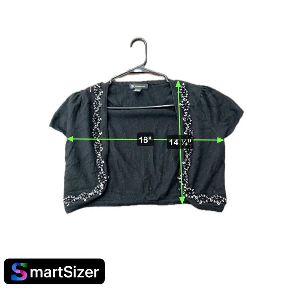 INC Beaded Black Shrug Cardigan Short Sleeve Silk Blend Sz Medium - Picture 6 of 8